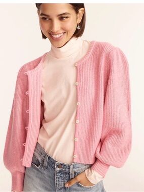 J.Crew Statement Button Cardigan Pink size medium